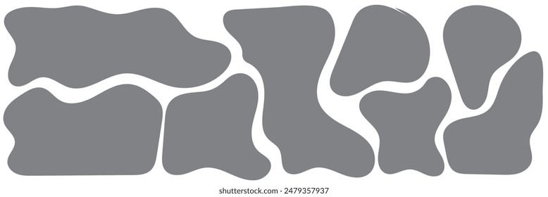 Abstract liquid shapes set. Organic blobs, liquid elements. Irregular oval blob. Futuristic shape ink blots. Modern graphic element. Random blotches, aqua spot for your design. Vector illustration.