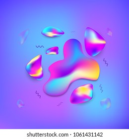Abstract liquid shapes. Template for background. Holographic elements. Vector illustration.