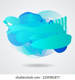 Abstract liquid shapes with unusual geometric elements . Fluid modern logo . Template , minimal design .Vector illustration