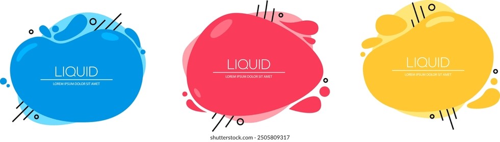 Abstract liquid shapes of various colors. Modern vector banner template. Background for poster, flyer, presentation or for logo design.