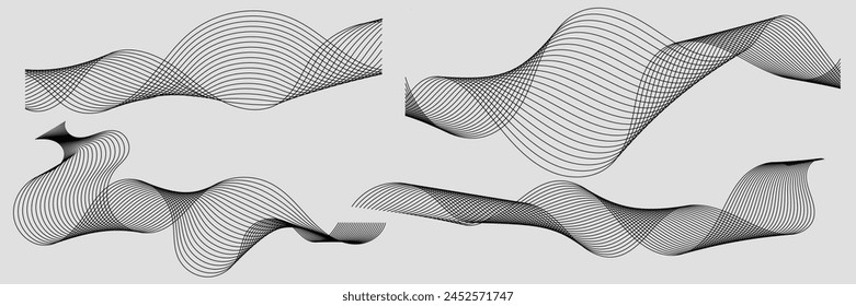 Formas de líquido Abstractas, ondas, línea. Establecer colección. Ilustración vectorial