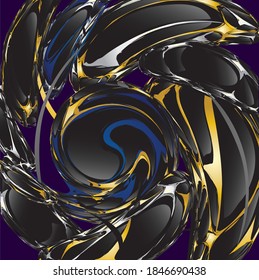 Abstract liquid spiral paint background. Vector illustration