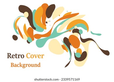 Abstract  liquid splash shape background for banner design. Retro 60s 70s art in yellow blue and mustard. Modern retro art design. Vector illustration for cover banner card invitation decoration 