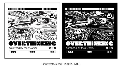 Abstract liquid streetwear y2k in acid style. Retro futuristic design for apparel, clothing, and poster