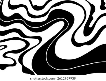 Abstract Liquid Swirl Pattern In Black And White Miniature Art, easy to print, large size, easy to edit, vector shape
