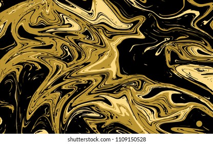 Abstract liquid texture, golden marble background, vector illustration