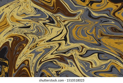 Abstract liquid texture, golden marble background, vector illustration