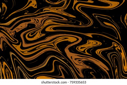 Abstract liquid texture, golden marble background, vector illustration
