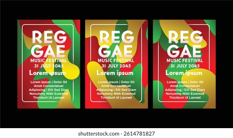abstract liquid three color background for modern reggae music festival poster template. international paper size music poster template vector illustration.
