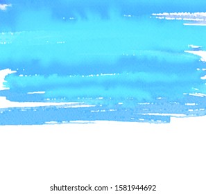 Abstract liquid vector watercolor hand drawn background, card, design. Blue color paper texture smudges wallpaper, artistic illustration