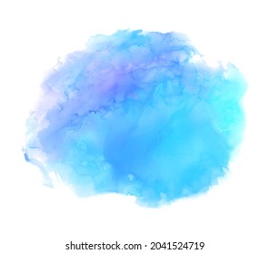 Abstract liquid watercolor isolated stain vector element art design, background. Blue colour paper texture drawing grunge wallpaper, illustration
