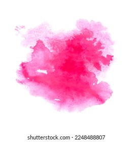 Abstract liquid watercolor stain in pink color isolated on white background. Hand drawn vector illustration.