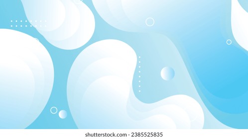 Abstract liquid wave background with blue and white gradient color background. Fluid wavy shapes design