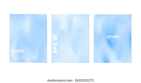 Abstract liquid wave background collection. Gradient light blue color. Dark and light color merging effect. Modern design template for web cover, ad banner, poster, brochure, flyer.