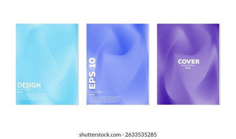 Abstract liquid wave background collection. Blue purple gradient color. Dark and light color merging effect. Modern design template for web cover, ad banner, poster, brochure, flyer.