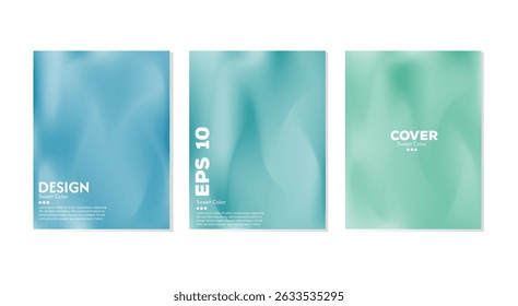 Abstract liquid wave background collection. Gradient green color. Dark and light color merging effect. Modern design template for web cover, ad banner, poster, brochure, flyer.