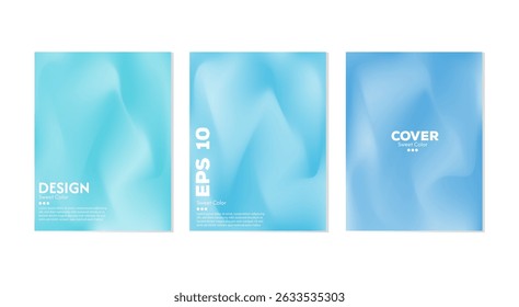 Abstract liquid wave background collection. Gradient blue color. Dark and light color merging effect. Modern design template for web cover, ad banner, poster, brochure, flyer.