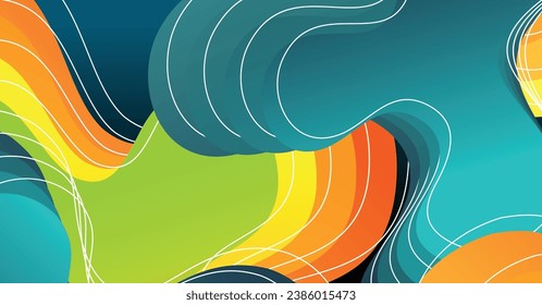 Abstract liquid wave background with colorful background. Fluid wavy shapes design