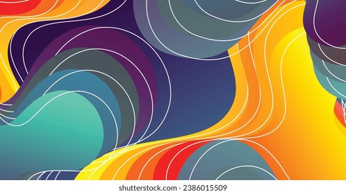 Resumen de fondo de ondas líquidas con fondo colorido. Diseño de formas onduladas fluidas