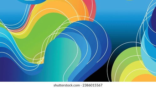Resumen de fondo de ondas líquidas con fondo colorido. Diseño de formas onduladas fluidas