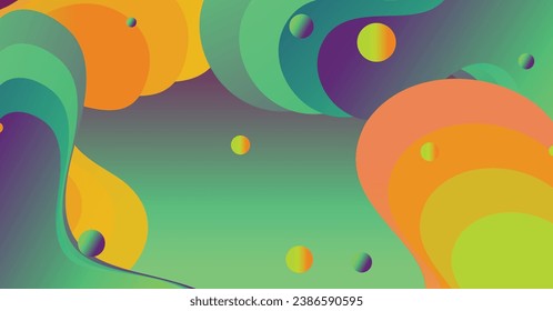 Resumen de fondo de ondas líquidas con fondo colorido. Diseño de formas onduladas fluidas