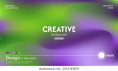 Abstract liquid wave background in purple and green colors. The effect of combining dark and light colors. Modern design template in EPS Vector