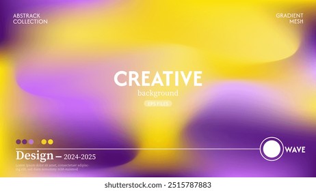 Abstract liquid wave background in purple and yellow colors. The effect of combining dark and light colors. Modern design template in EPS Vector