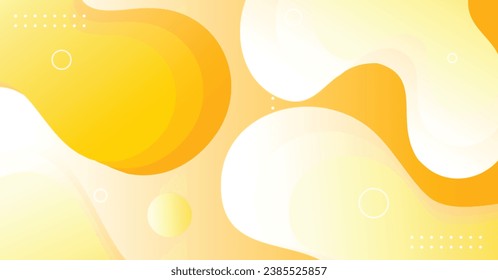 Abstract liquid wave background with yellow and white gradient color background. Fluid wavy shapes design