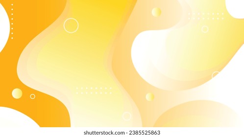 Abstract liquid wave background with yellow and white gradient color background. Fluid wavy shapes design
