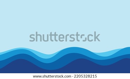 Abstract liquid wave, water wave on blue background. Flat vector illustration.