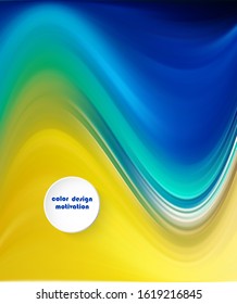 Abstract liquid waveform on a yellow blue background. Idea for your project.