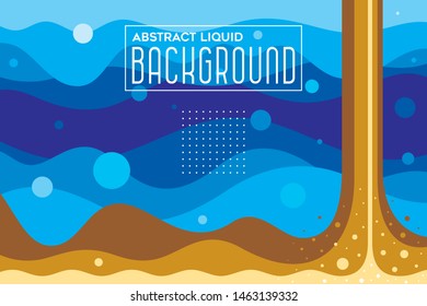 Abstract Liquid Waves Futuristic Background with Blue and Brown Colors Vector Illustration
