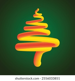 Abstract liquid wavy christmas tree shape futuristic banner. Glowing retro waves vector background. Modern wavy line pattern Gradient backdrop with 3D abstract gradient blend line doodle shapes.