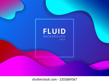 Abstract liquid wavy geometric dynamic 3D colorful background. Trendy gradient fluid shapes composition modern concept. Vector illustration