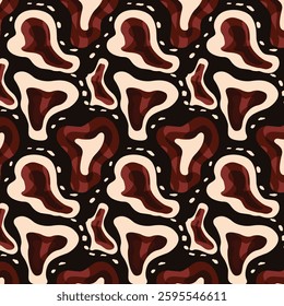 Abstract Liquid  Wavy Shape Dark Colored Seamless Pattern 