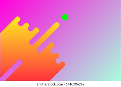 Abstract liquid white and blue background with gradiented yellow and red lines