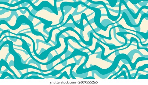 Abstract, liquid wild animal pattern. Vector illustration. Horizontal two-toned wavy print in retro styled