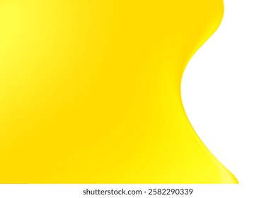 Abstract liquid yellow melting texture isolated, transparent background, golden holographic liquid oil or serum sticky background with copy space. Fluid organic shape, smooth fluid gel, collagen