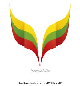 Abstract Lithuanian eagle flag ribbon logo white background