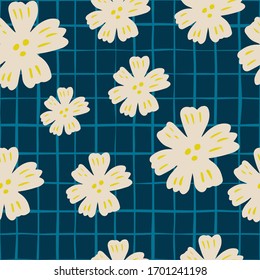 Abstract little flower seamless pattern on vintage background. Chamomile flowers wallpaper. Ditsy floral background. Design for fabric, textile print, wrapping paper, cover. Vector illustration