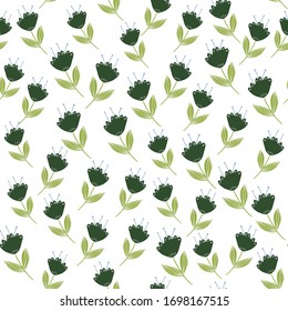 Abstract little flowers seamless pattern in Scandinavian style. Hand drawn floral wallpaper. Design for book covers, graphic art, wrapping paper, fabric, textile, cover. Vector illustration