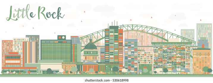 Abstract Little Rock Skyline with Color Buildings. Vector Illustration. Business Travel and Tourism Concept with Modern Architecture. Image for Presentation Banner Placard and Web Site.