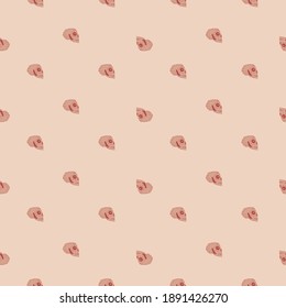 Abstract little skull shapes seamless pattern. Pink pastel background. Horror print. Stock illustration. Vector design for textile, fabric, giftwrap, wallpapers.