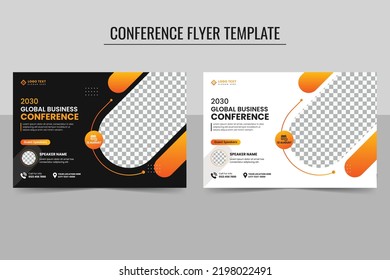 Abstraktes Webinar und Corporate Horizontal Business Conference Flyer Vorlage und jährlicher Workshop-Banner für Tagungen, Konferenzveranstaltungsbanner
