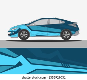 Abstract livery for vehicle vinyl branding background. Rally car wrap vector designs. 
