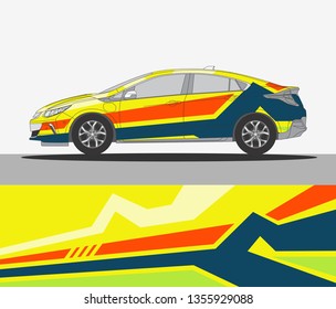Abstract livery for vehicle vinyl branding background. Rally car wrap vector designs. 
