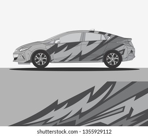 Abstract livery for vehicle vinyl branding background. Rally car wrap vector designs. 