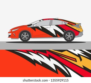 Abstract livery for vehicle vinyl branding background. Rally car wrap vector designs. 