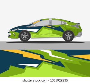 Abstract livery for vehicle vinyl branding background. Rally car wrap vector designs. 
