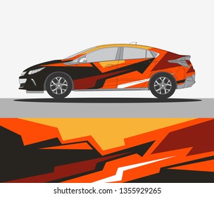 Abstract livery for vehicle vinyl branding background. Rally car wrap vector designs. 
